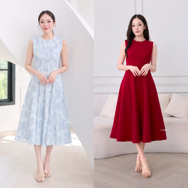 Cheryl brand - Allison Maxi Dress / เดรสทรงแม็กซี่คอกลมแขนกุด