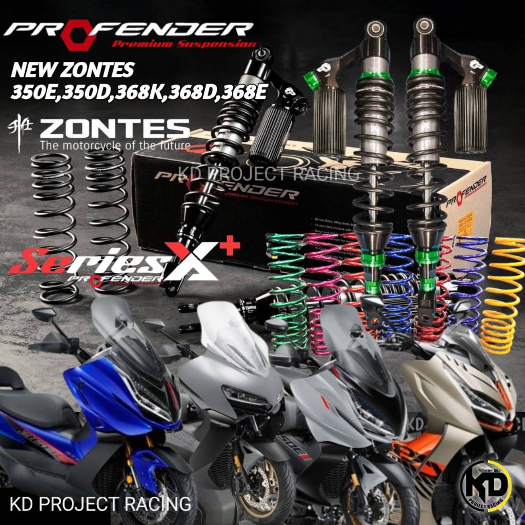 ส่งฟรี🚩โช๊คหลัง Profender Xseries Plus+ ZONTES 350E,350D,368K,368D,368E (355-365.5mm)2023-26 ปรับสูง