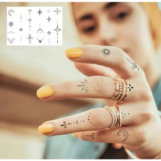 📦CODทั่วไทย 【Magic Tattoo】สติกเกอร์รอยสักลายเล็กสีดำ มินิ ดีไซน์พิเศษ กันน้ำ ติดทน2สัปดาห์