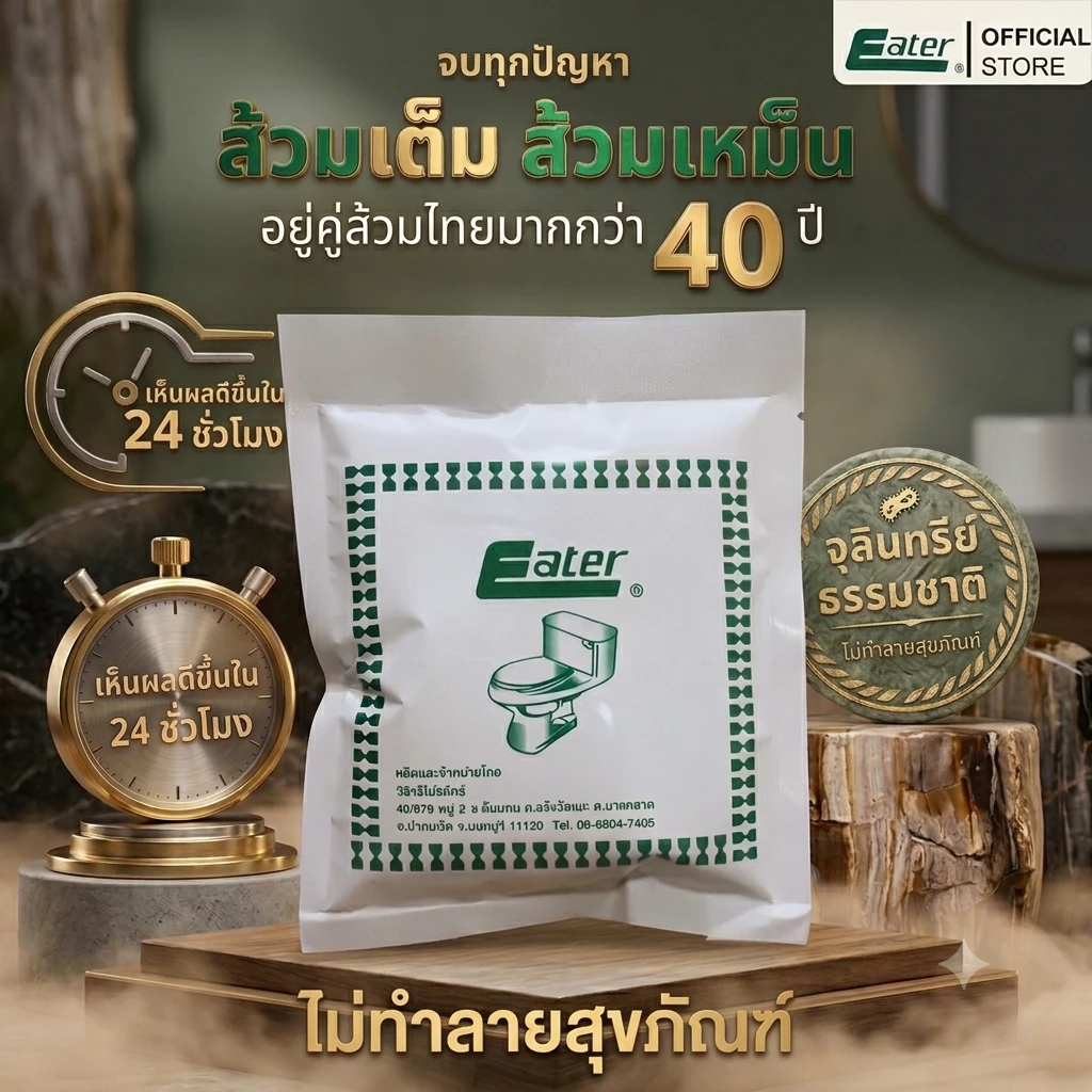 eater อีทเตอร์ ผงใส่ห้องน้ำ ส้วมเต็ม ส้วมตัน ขจัดกลิ่นเหม็น