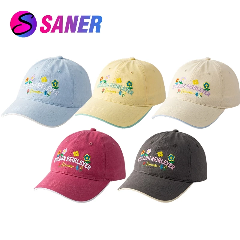 หมวกเบสบอล ดอกไม้ ตัวอักษร งานปัก อเนกประสงค์ มินิมอล ลำลอง สปอร์ต