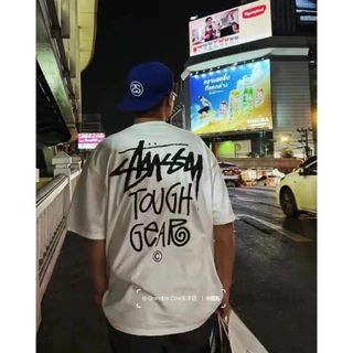 BASIC S1TUSSY TEE คลาสสิกสีดำแปดบิลเลียดพิมพ์ลายเสื้อยืดแขนสั้นคอกลมหลวมสำหรับผู้ชายและผู้หญิง