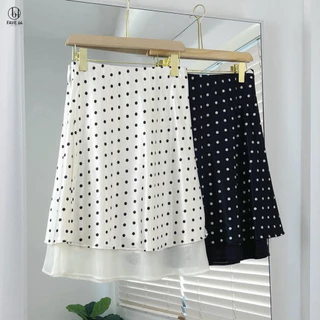 Polka dot Satin Midi Skirt กระโปรงลายจุด