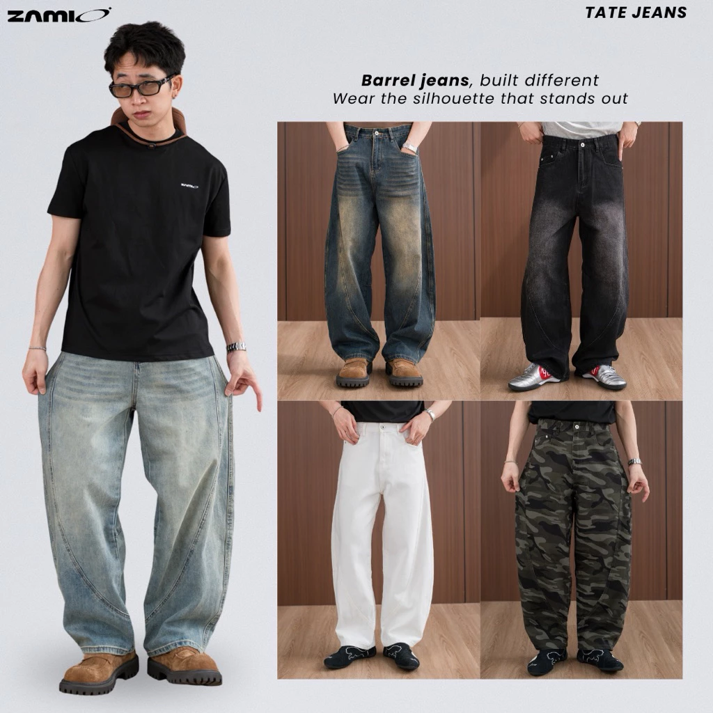 ZAMIO TATE BARREL JEAN กางเกงยีนส์เอวสูงทรงบาเรล