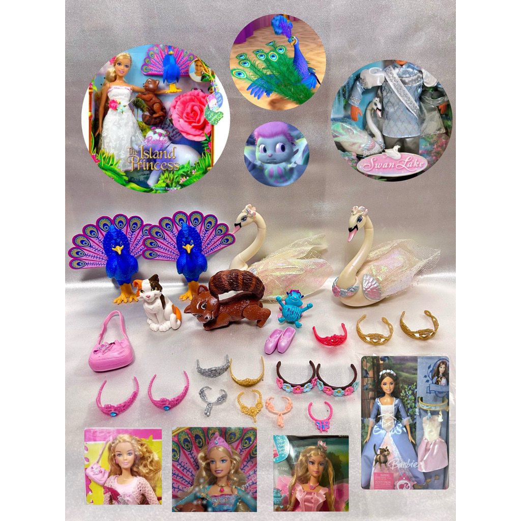Set E🎀 เครื่องประดับเจ้าหญิง/เจ้าชาย👑 อุปกรณ์ ของเล่น ตุ๊กตาบาร์บี้ สร้อยคอ กระเป๋า รองเท้า มงกุฎ ปีก สัตว์เลี้ยง barbie