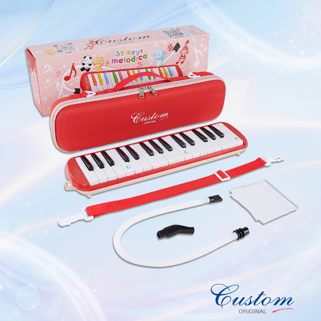 เมโลเดียน เมโลดิก้า 32 คีย์ Custom รุ่น MDX-32 คีย์ดำ สีแดง ทูโทน | Melodica ลิ้น Premium Plus พร้อม