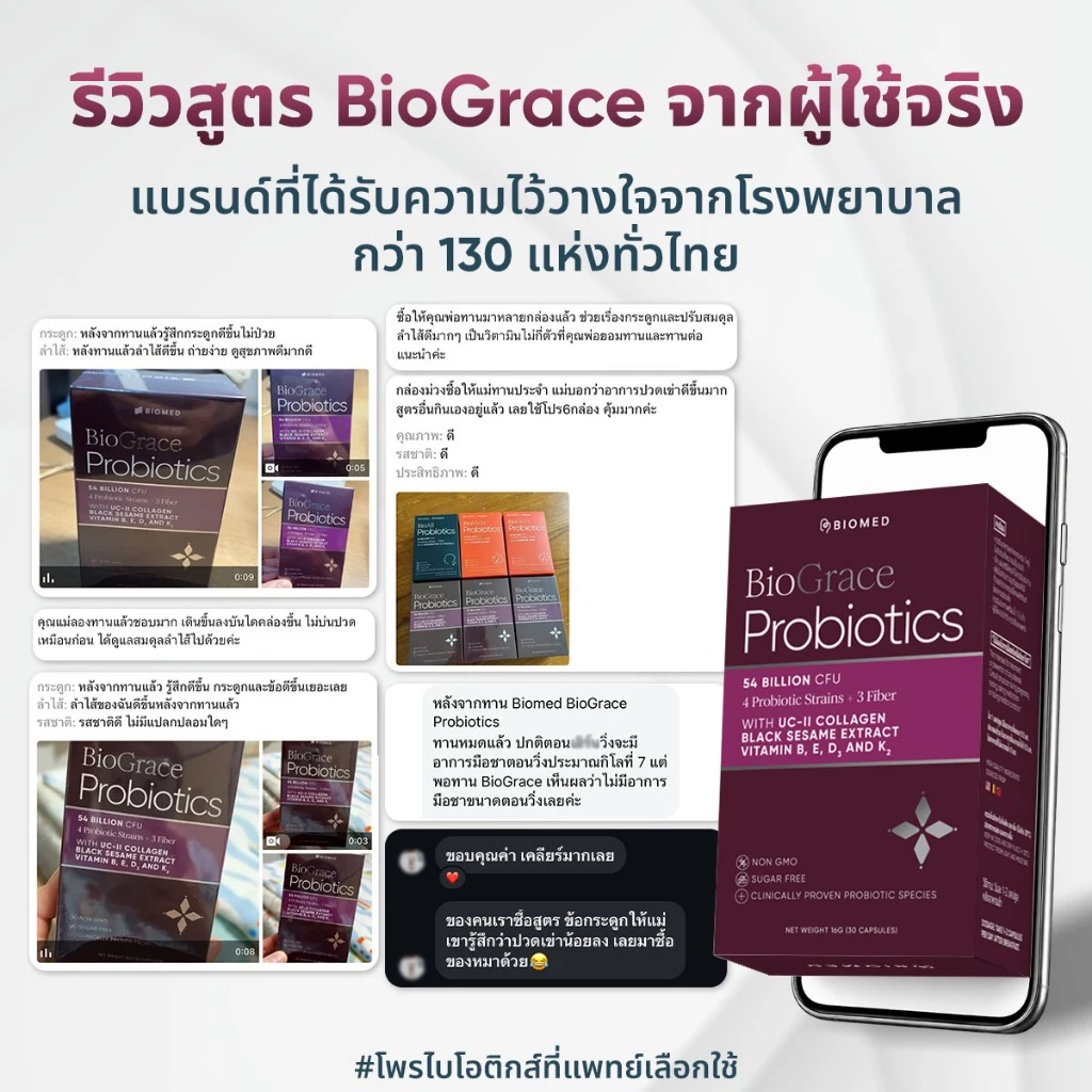 BioGrace โพรไบโอติกส์สำหรับผู้สูงอายุ Medical Grade Probiotic BioMed UC-ll Collagen  โพรไบโอติกรูปแบบแคปซูล thumbnail 5