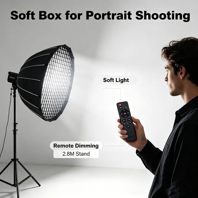 ไฟไลฟ์สด LED 500W ไฟสตูดิโอ โคมไฟแบบพับได้ ไฟ Softbox light bowen mount photography soft box thumbnail 7