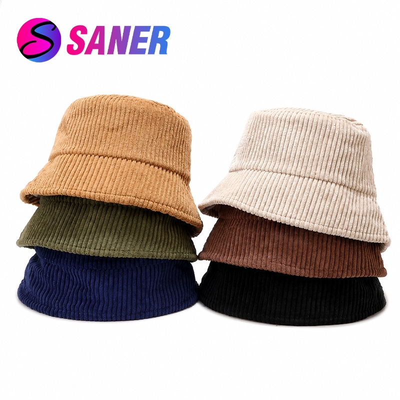 หมวกบักเก็ต กำมะหยี่ลูกฟูก พับได้ กันแดด สีไม่ซ้ำ สีพื้น มินิมอล ใส่เที่ยว bucket Ins ปรับขนาดได้ หมวกแฟชั่น