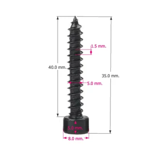 สกรูดำ ปลายแหลม สกรูเกียวตลอด ขนาด M5x30, M5x40 mm. อะไหล่ตู้ น๊อตดำหกเหลี่ยม