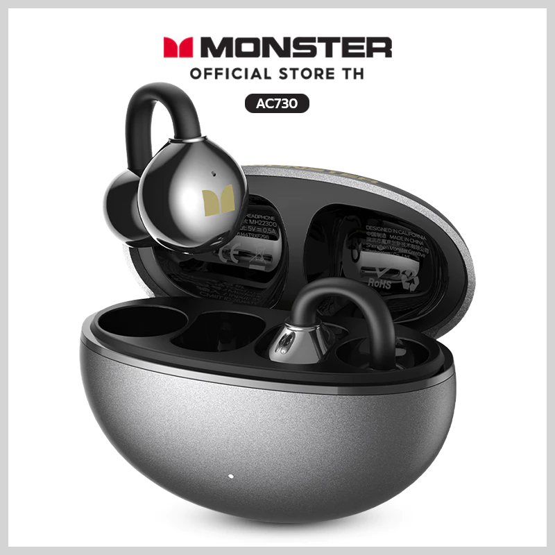 Monster AIRCLIP AC730 หูฟังหนีบหู บลูทูธ6.0 น้ำหนักเบา เสียงกระชับ HiFi แบตอึด ไม่หลุด เหมาะกีฬา