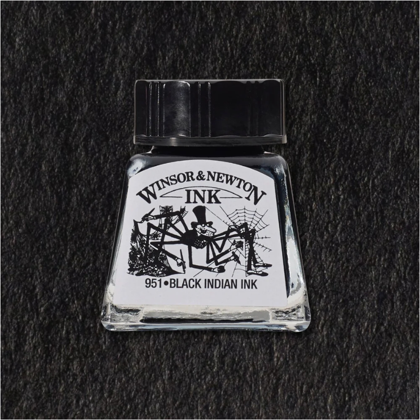 Winsor and Newton Black Indian ink 14/30 ml. I หมึกดำอินเดียนขวดเดี่ยวเล็ก