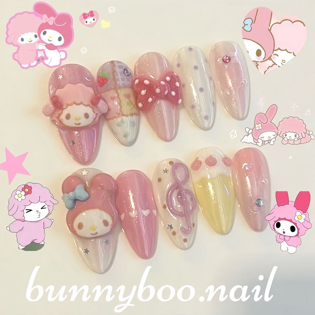 เล็บปลอมเจล mymelody with piano (มีกล่อง)