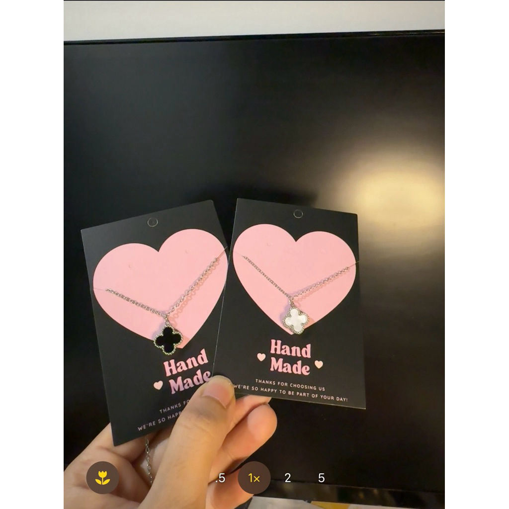 ข้อมือ ข้อมือสแตนเลททอง 18K จี้ใบโคลเวอร์ สแตนเลสแท้ รูปที่ 6