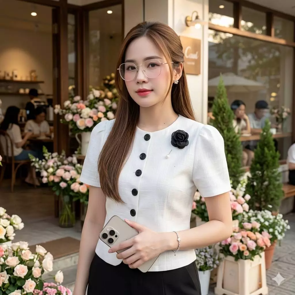สีพาสเทล + พินดอกไม้ เสื้อคอกลม 36 38 40 42 ใส่ทำงาน ผ้าฝ้ายชินมัย ผ้าไทย ผลิตในประเทศ