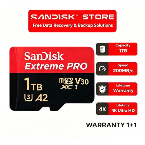เมมโมรี่การ์ด SanDisk Extreme PRO ของแท้ 100% ประกันตลอดอายุ 200MB/s A2 V30 U3 16GB-1TB สำหรับกล้องแอคชั่น โดรน กล้อง DS