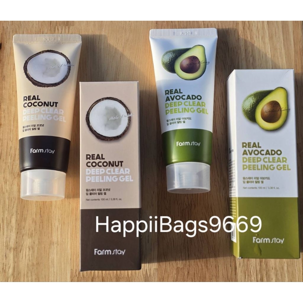 🌳FARMSTAY REAL AVOCADO & COCONUT DEEP PEELING GEL 100ml เจลสครับผลัดเซลล์ผิว สูตรอโวคาโดและมะพร้าว ทำความสะอาดอ่อนโยน