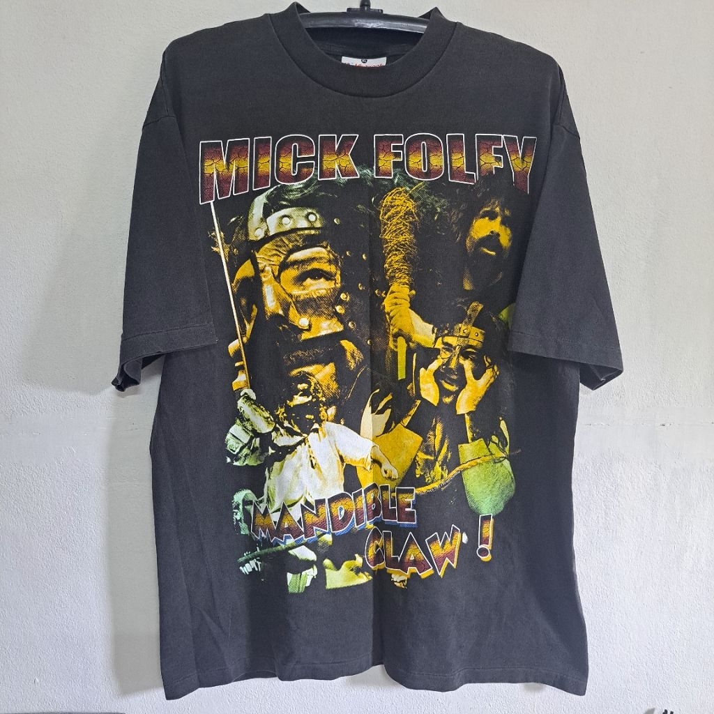เสื้อ Mick Foley t shirt Black faded XL 23"/30" สีเฟดตะเข็บเดี่ยว มีตัวเดียว