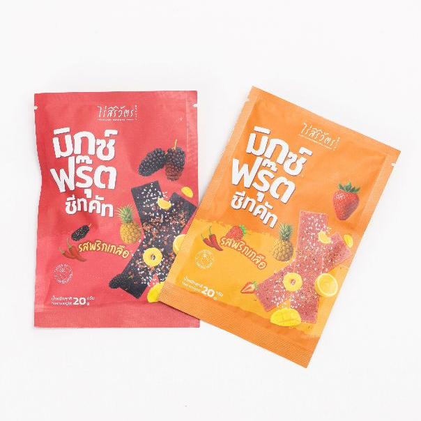 Mixed Fruit Sheet Cut ผลไม้รวมแผ่นพอดีคำ สูตรสตรอ์เบอร์รี่ มัลเบอร์รี่ คลุกพริกเกลือจี๊ดจ๊าด ไร่สิริวัตร