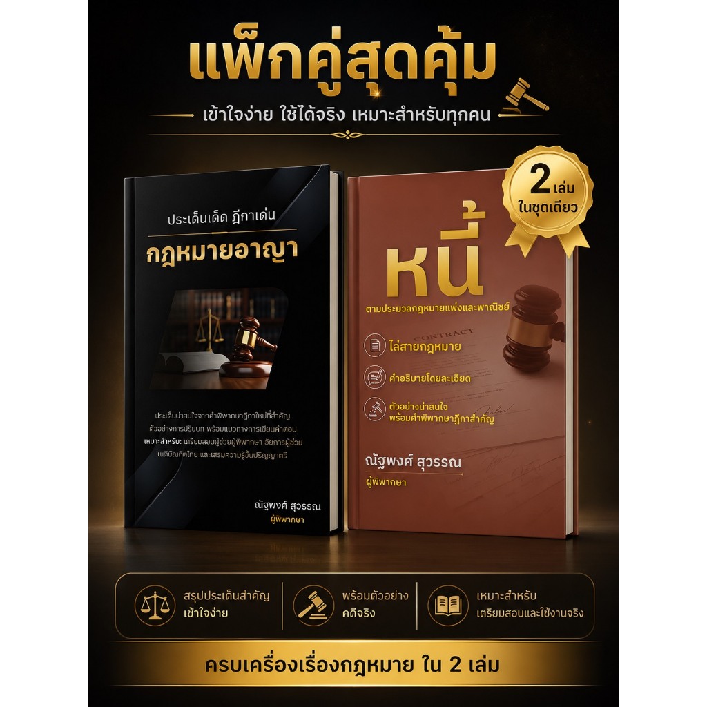 แพ๊คคู่ ประเด็นเด็ด ฎีกาเด่นกฎหมายอาญา-หนี้ตามประมวลกฎหมายแพ่งและพาณิชย์ ณัฐพงศ์ ปกอ่อน