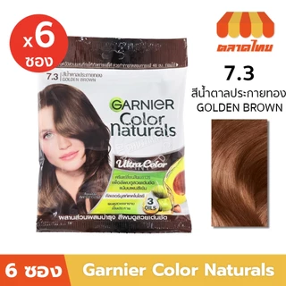 (ยกกล่อง 6 ซอง) การ์นิเย่ คัลเลอร์ แชมพูปิดผมขาว สีย้อมผม ครีมเปลี่ยนสีผม Garnier Color Naturals Shampoo