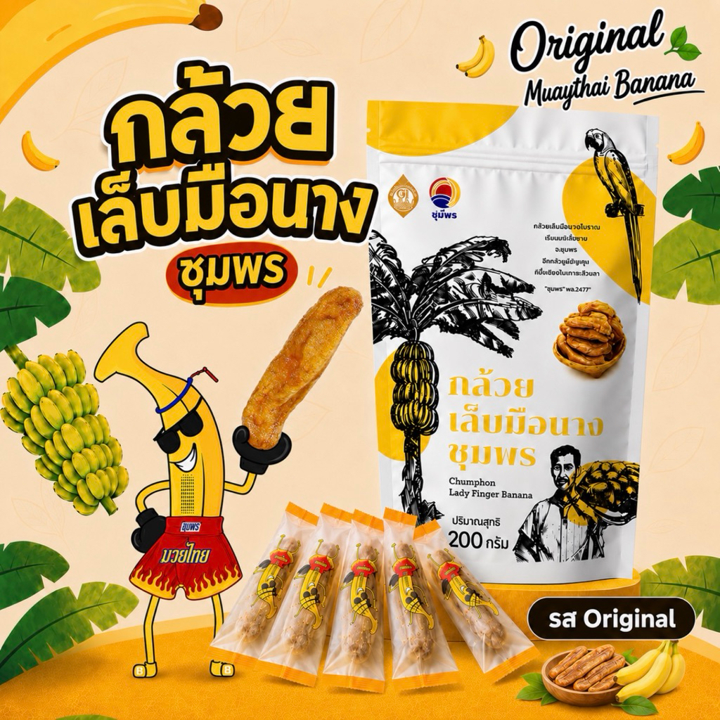 🍌กล้วยเล็บมือนางชุมพรอบแห้ง500กรัม หวานจากธรรมชาติ ไม่ใส่นำ้ตาล ไม่ใส่น้ำผึ่ง ออร์แกนิค100%แบบซิปล็อค กล้วยตาก