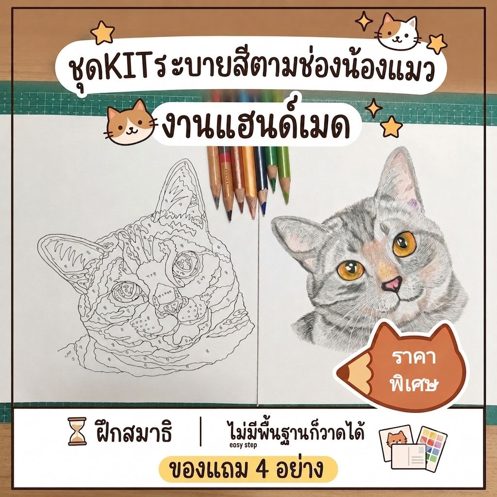 ชุดระบายสีตามช่องแมวแฮนด์เมด​