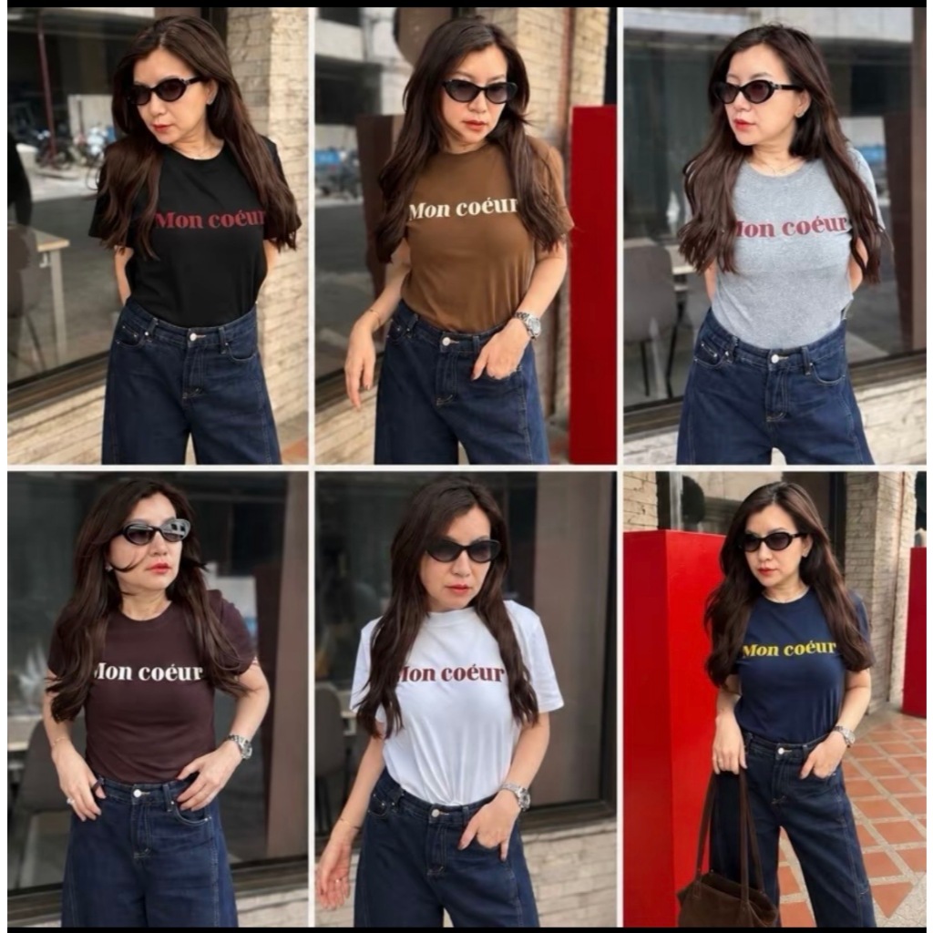 เสื้อยืดคอกลมแขนสั้น ลาย Mon coeur ป้าย WJ&WG