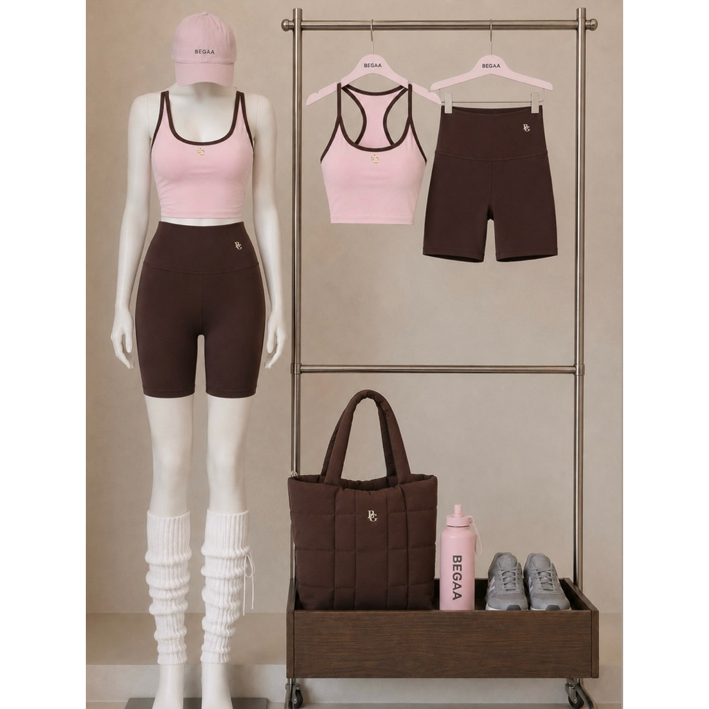 🎀💗Cocoa Blush Set (เซต 2 ชิ้น : เสื้อ + กางเกง) ชุดออกกำลังกาย ชุดโยคะ ชุดฟิตเนส | BEGAA.CLUB
