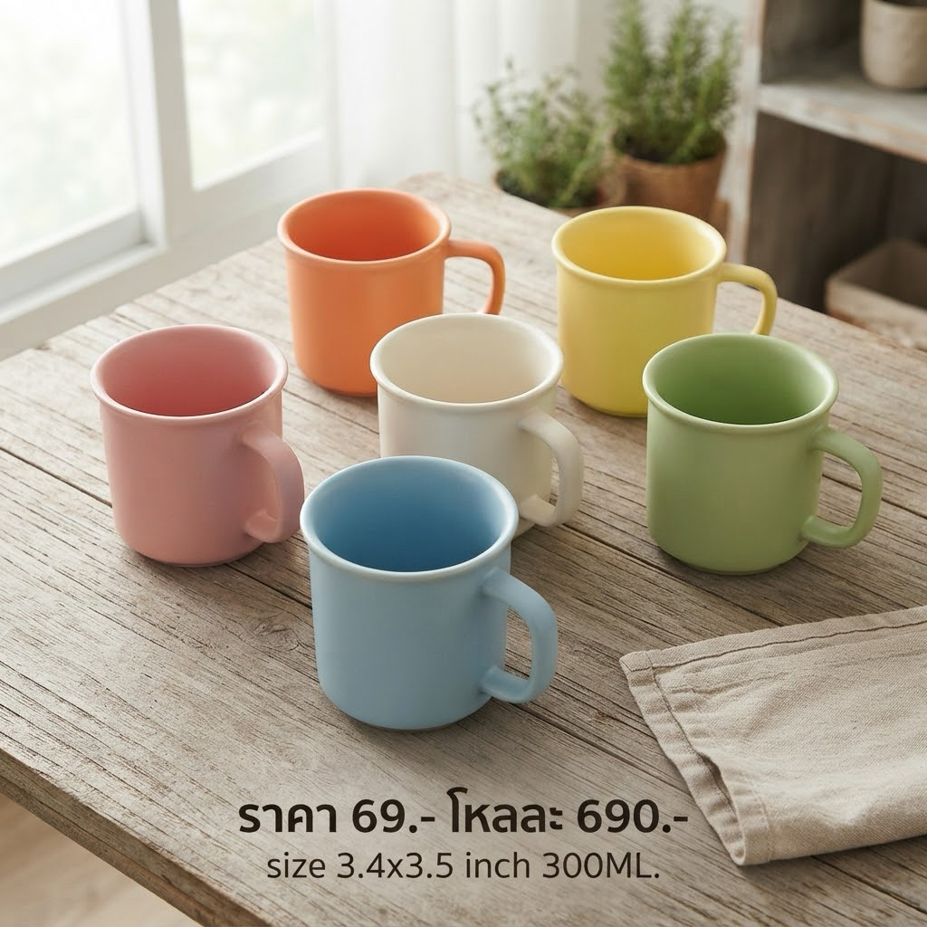 แก้ว Mug สีพาสเทล 300 ml. สามารถเข้าไมโครเวฟได้ - งานคราฟต์แฮนด์เมดทุกใบ เนื้อดินและผิวเคลือบจะมีความแตกต่างเล็กน้อย ไม่