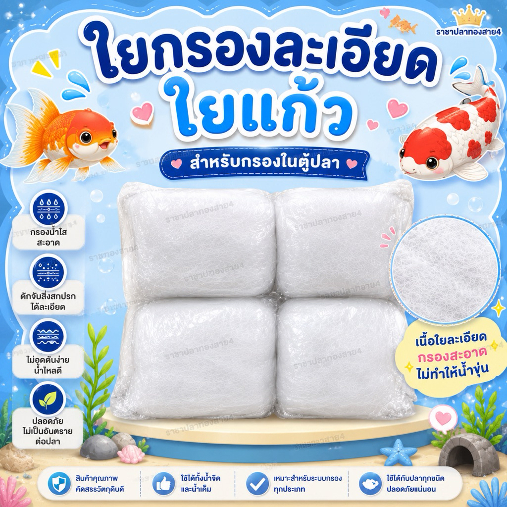 ใยกรอง ใยแก้ว สำหรับกรองในตู้ปลา