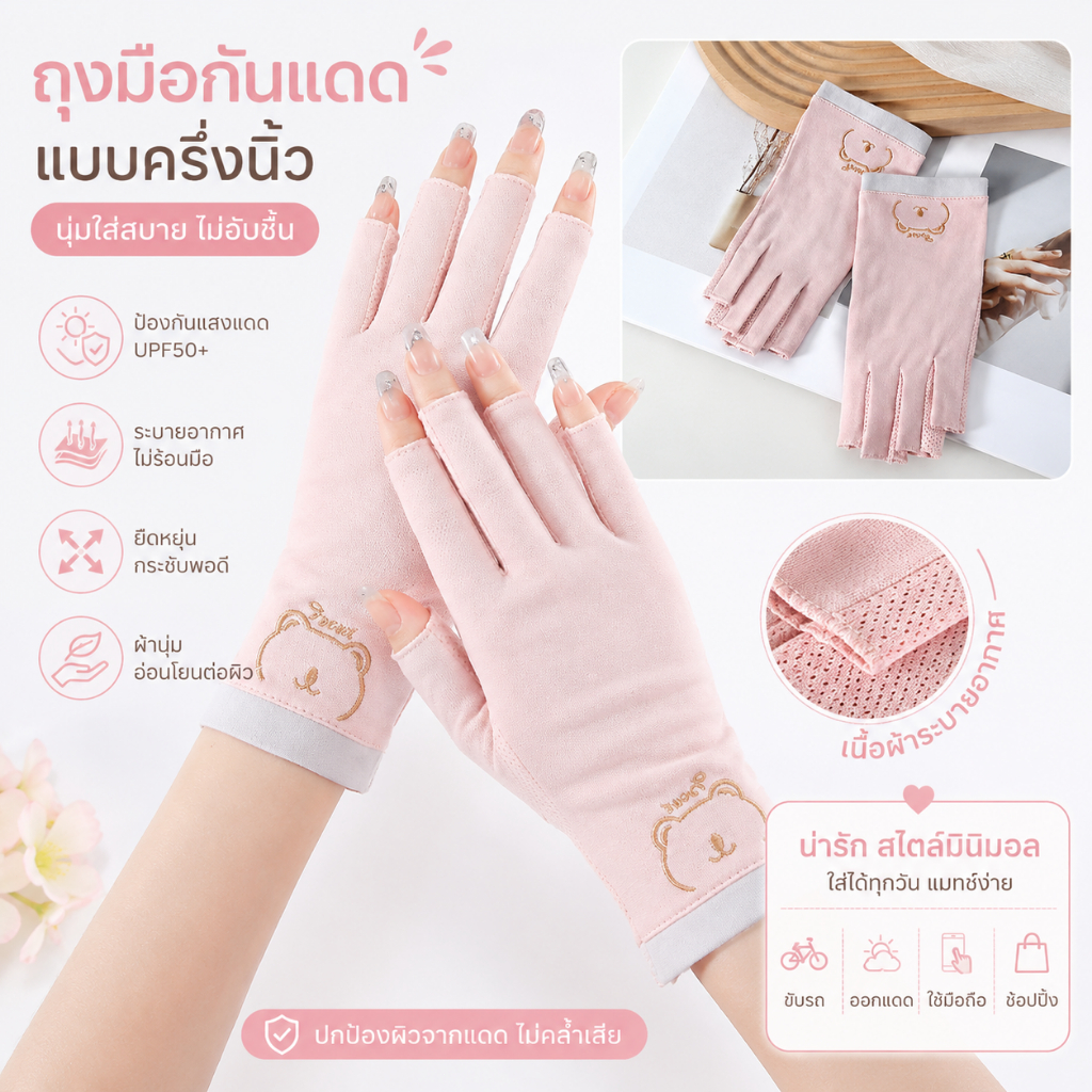Luxe-t ถุงมือกันยูวีสำหรับทำเล็บ1คู่, ถุงมือป้องกันยูวีเจลป้องกันเล็บมือ