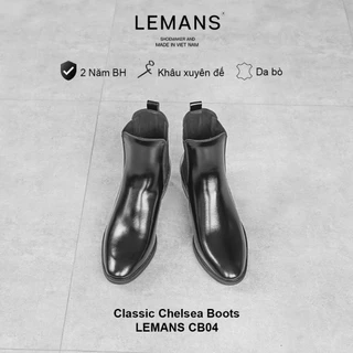 Chelsea Boots Classic Black LeMans CB04 รองเท้าหนังวัวสําหรับผู้ชายหัวแหลม ส้นสูง 5 ซม. 24 เดือน