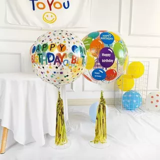 22 นิ้ว 4D ลูกโป่งใส PVC สกรีนลาย HAPPY BIRTHDAY ลูกโป่งฟอยล์ ลูกโป่งวันเกิด สําหรับตกแต่งปาร์ตี้วันเกิด