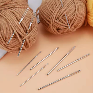 เข็มถักครอสติส แฮนด์เมด 9pcs DIY เครื่องมือ บิ๊กอาย เข็ม สแตนเลส เย็บปักถักร้อย เข็มเย็บผ้า