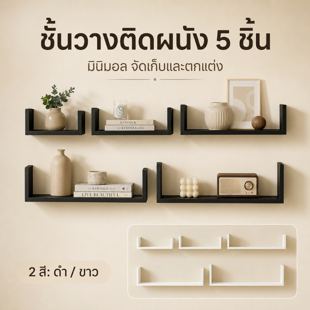 🔥【5-in-1】ชั้นวางไม้ ชั้นวางติดผนัง สำหรับวางไวไฟ ไม้แขวนผนัง พระ ติดผนัง router wifi แบบหนา หิ้งพระ ไม่ต้องเจาะ