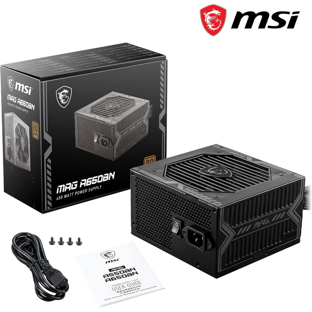 POWER SUPPLY (อุปกรณ์จ่ายไฟ) MSI MAG A650BN A550BN - 650W (80 PLUS BRONZE)