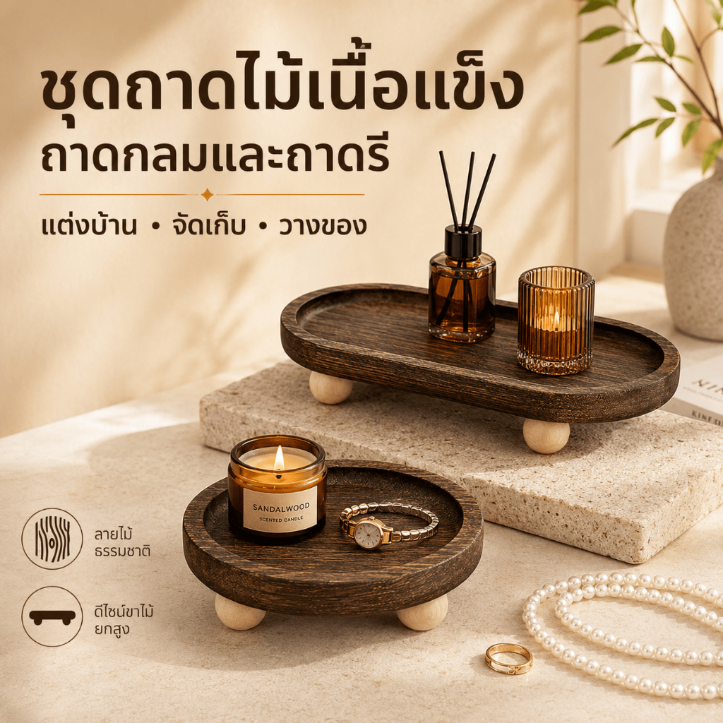 COD ถาดไม้สไตล์วินเทจ ของตกแต่งบ้าน สไตล์เรโทร สีน้ำตาลเข้ม เหมาะสำหรับห้องนั่งเล่น. Tmsunten