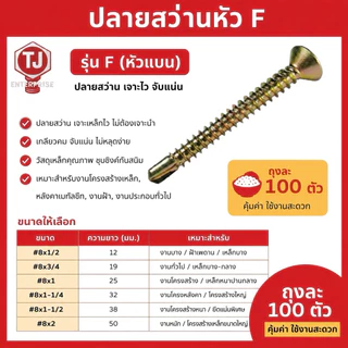 (ถุงละ100 ตัว) ปลายสว่านF สกรูซีแพค ยิงหลังคากระเบื้องคอนกรีต แปเหล็ก