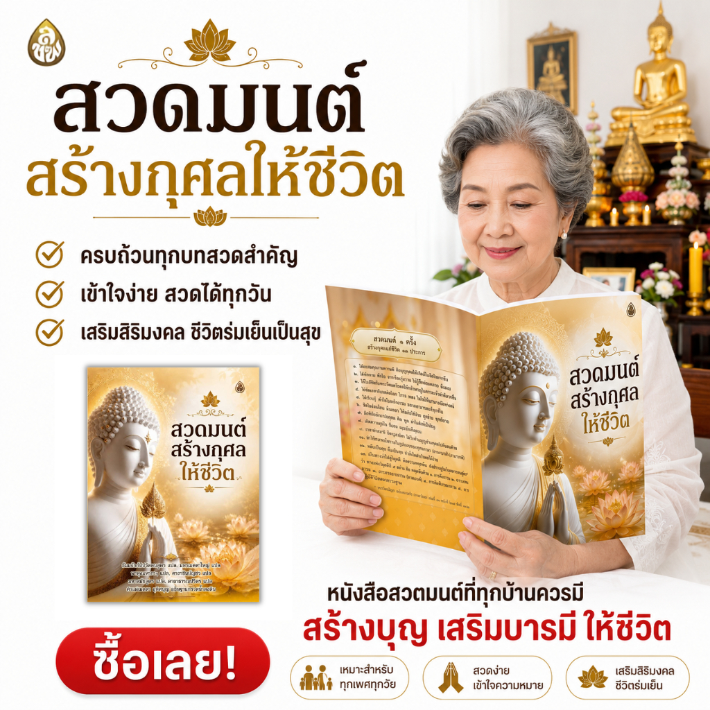หนังสือสวดมนต์สร้างกุศลให้ชีวิต แปล (ขนาด เอ 4)ตัวหนังสือโต อ่านง่ายหนังสือธรรมะ บจ.สำนักพิมพ์เลี่ยงเชียง