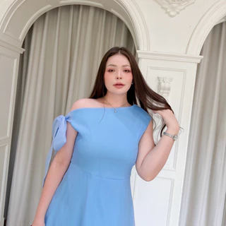 Lady M | ELISE FLOW DRESS plussize เดรสยาวสำหรับสาวอวบ ดีไซน์เปิดไหล่ข้างเดียว ผ้าชีฟรอง ไฮโซติดแกลม ใส่ออกงาน ทางการ