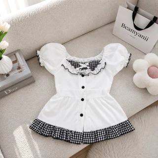 เสื้ออก 32-44 แขนตุ๊กตาแต่งอกและชายสก็อต ( Melody )