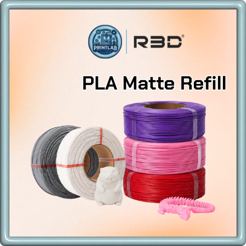 R3D PLA Matte Refill 1KG 1.75mm เส้นพลาสติกเครื่องพิมพ์ 3D ผิวด้าน สีสวย ไม่เห็นรอยเลเยอร์