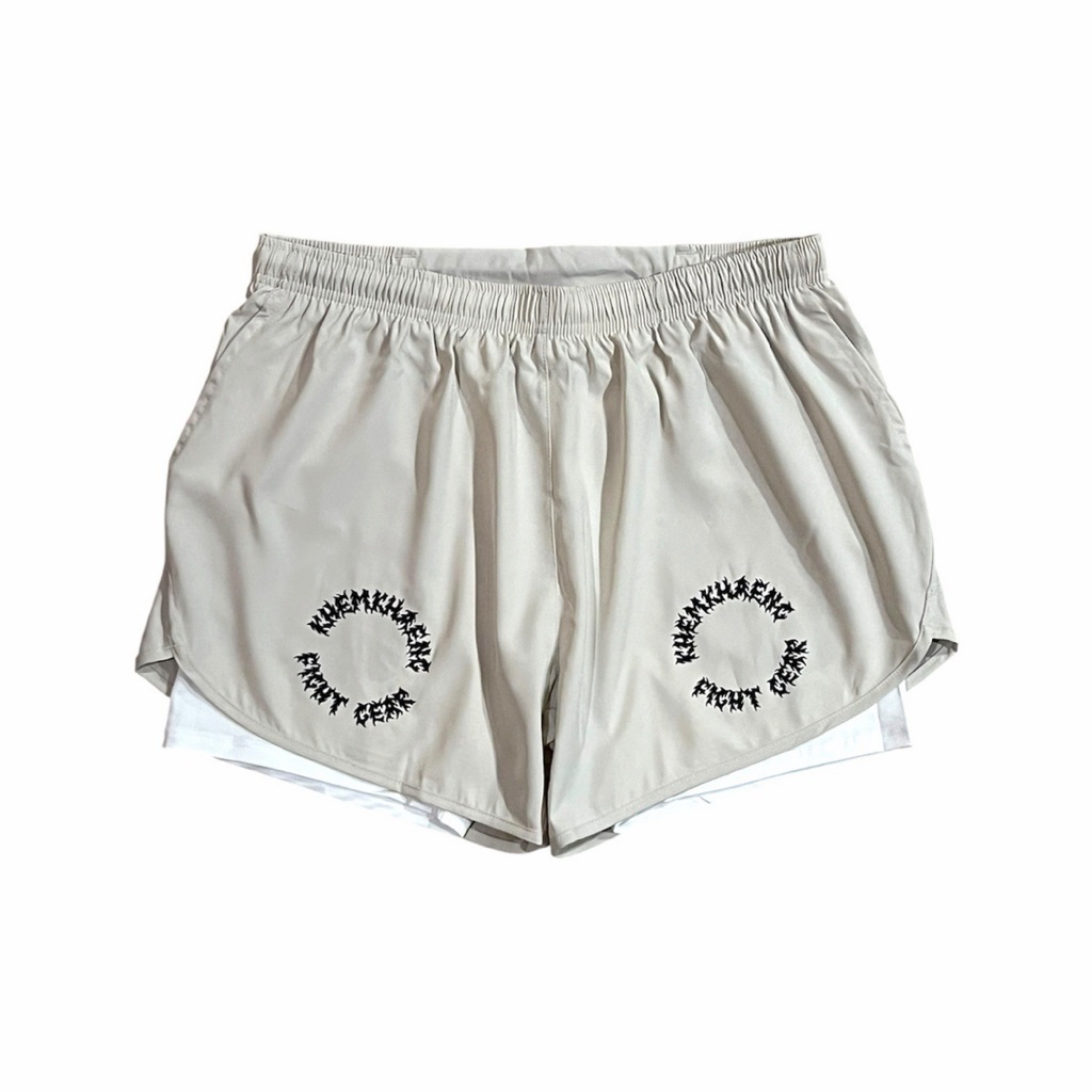 กางเกงวิ่งเข้มแข็ง V.4 Cream Fight gear @khemkhaengrunningclub V.4 Fight gear “สีครีม” ฟอนต์หน้าหลังรีเฟล็ค Fight gear