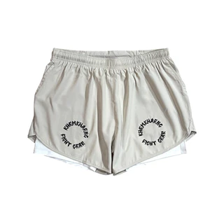 กางเกงวิ่งเข้มแข็ง V.4 Cream Fight gear @khemkhaengrunningclub V.4 Fight gear “สีครีม” ฟอนต์หน้าหลังรีเฟล็ค Fight gear