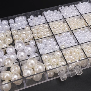 ลูกปัด ABS เลียนแบบมุกทรงกลมความเงาสูง 3-25mm สำหรับทำสร้อยข้อมือ สร้อยคอ และเครื่องประดับ DIY