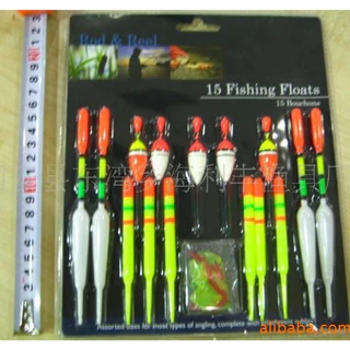 ชุดลอยตกปลา15ชิ้น ทุ่น เซตทุ่นลอย ชุดลอยตกปลาแบบพลาสติก อุปกรณ์เสริมสำหรับตกปลา