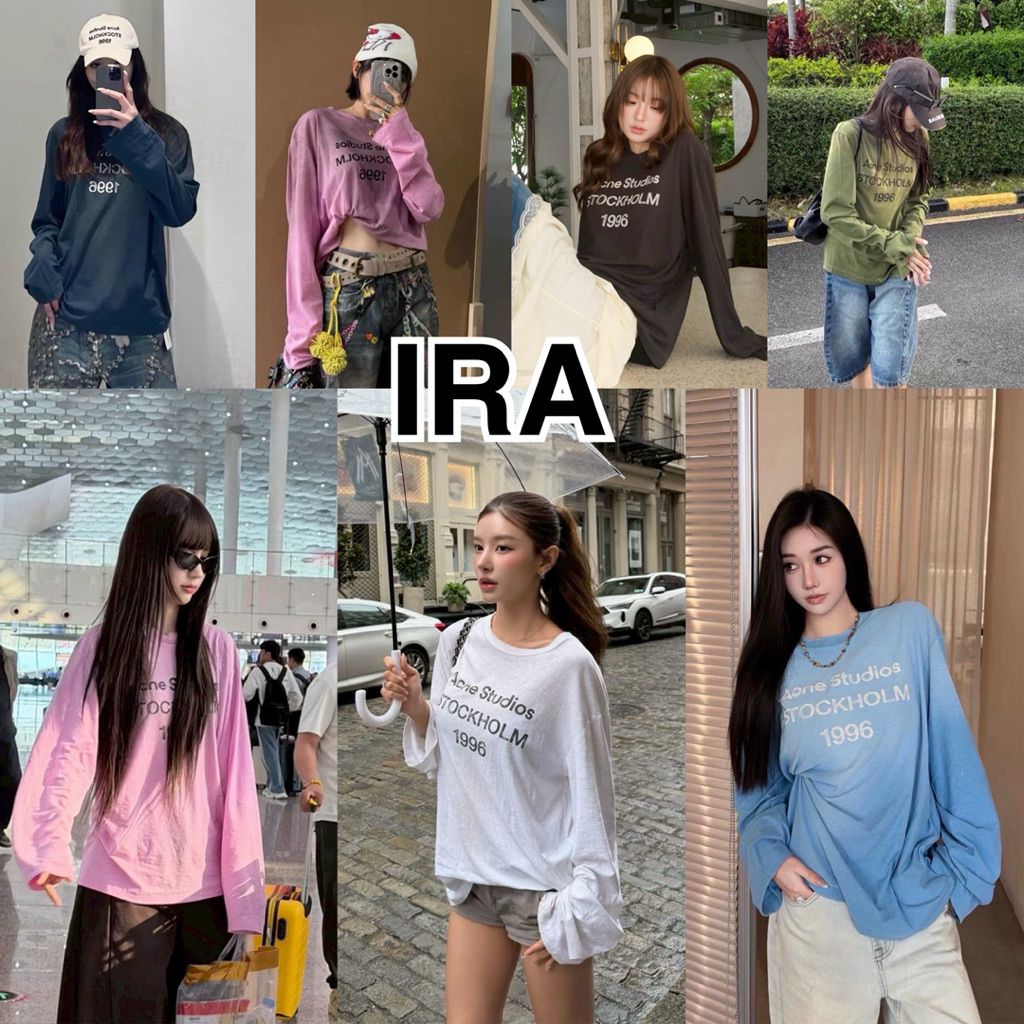 BY IRA Acne Top (2511)  โลโก้ตัวอักษรพิมพ์ ฤดูใบไม้ผลิและฤดู