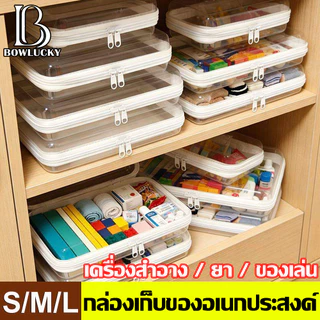 📦กล่องพลาสติกใส กล่องจัดระเบียบ กล่องเก็บของอเนกประสงค์ แบบใส มีซิป สามารถพกพาได้ กล่องใสมีซิป กล่องใส่เครื่องสำอาง