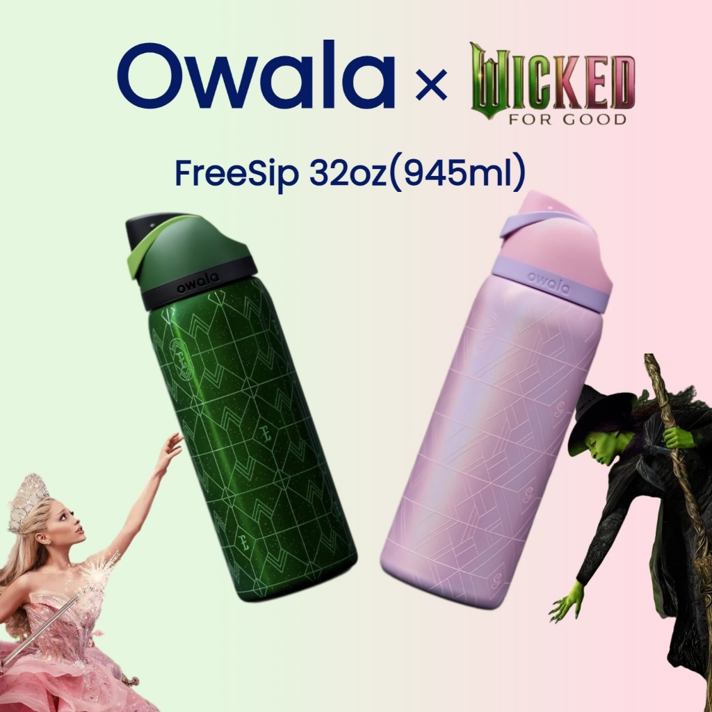 Owala x Wicked For Good พร้อมส่ง! ขวด32oz เก็บร้อน/เย็น12+ชม. BPA-FREE มีหลอดดูดในตัว
